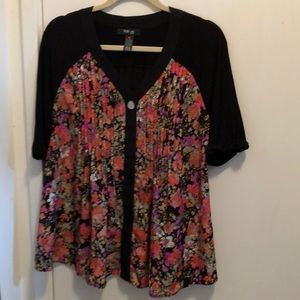 Style & co petite black & printed blouse